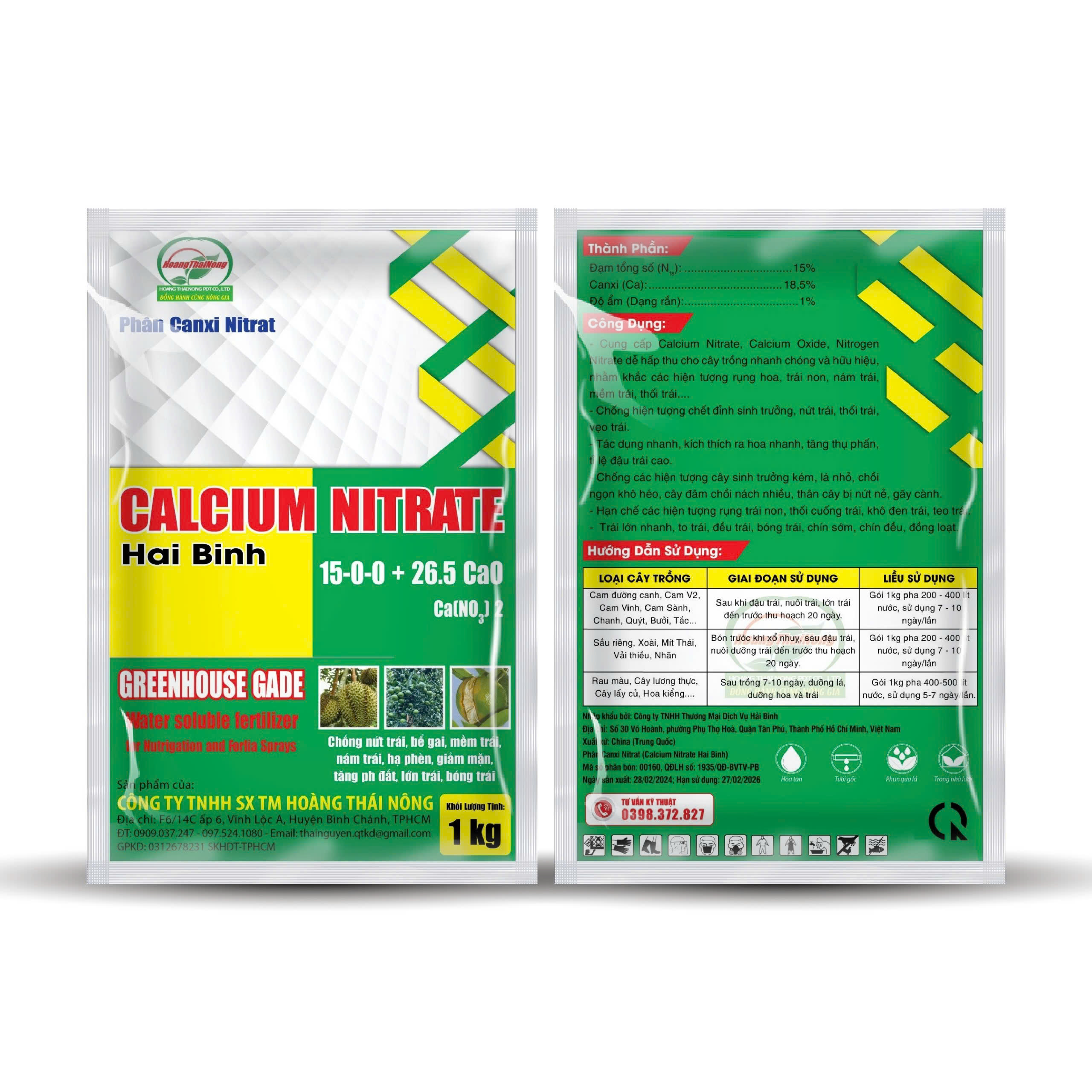 Canxi Nitrate_Gói 1kg_ Chống Nứt Trái, mềm trái